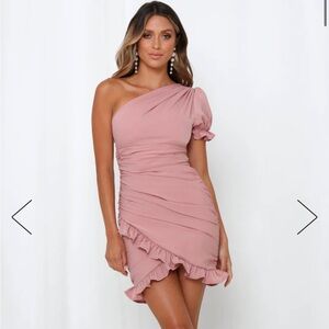 HELLO MOLLY NOT FAIR ON ME DRESS DUSTY PINK XS